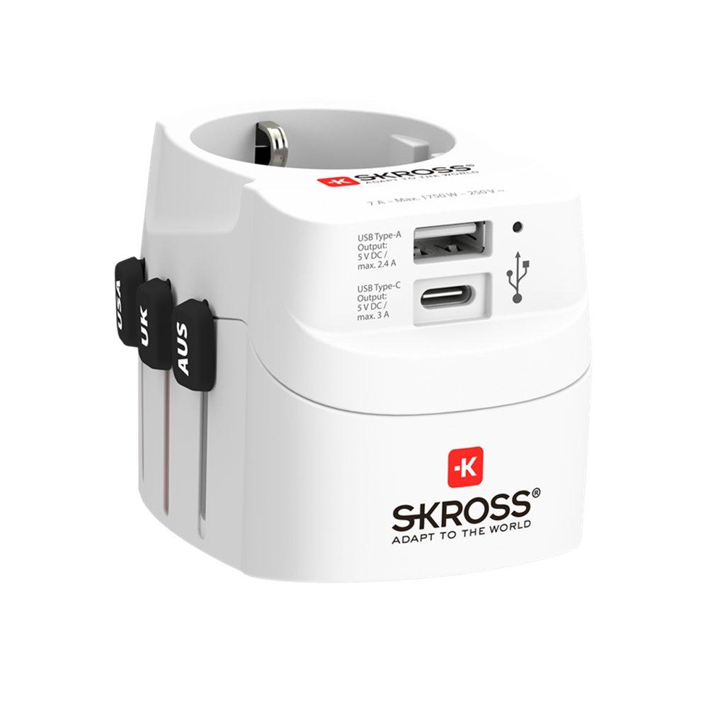 Skross Pro Light USB Travel Adapter, 1.302475 – White