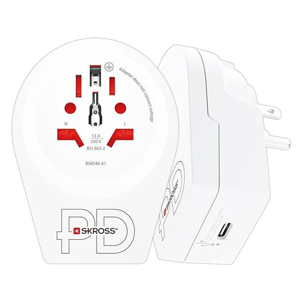 Skross World to USA C20PD USB Adapter, 1500292 - White
