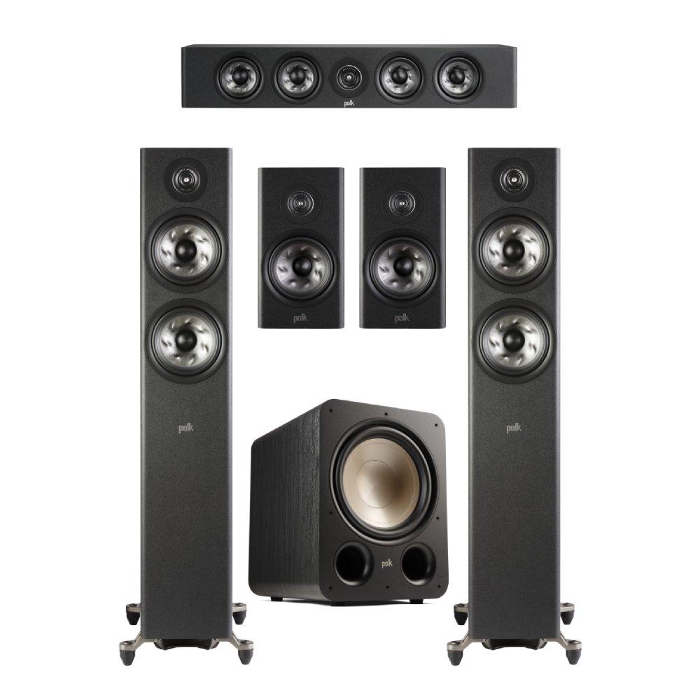 مجموعة مكبر صوت بولك أوديو + مكبر صوت رف الكتب + مكبر صوت رفيع + مضخم صوت، R SERIES 2 - أسود