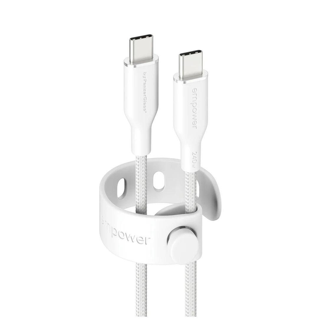 PanzerGlass Empower USB-C to USB-C Charging cable, 240W, 2M, EM86681 - Silver White