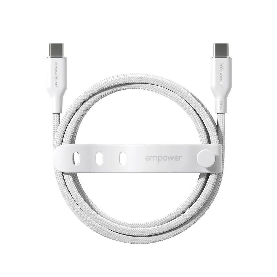PanzerGlass Empower USB-C to USB-C Charging cable, 240W, 2M, EM86681 - Silver White