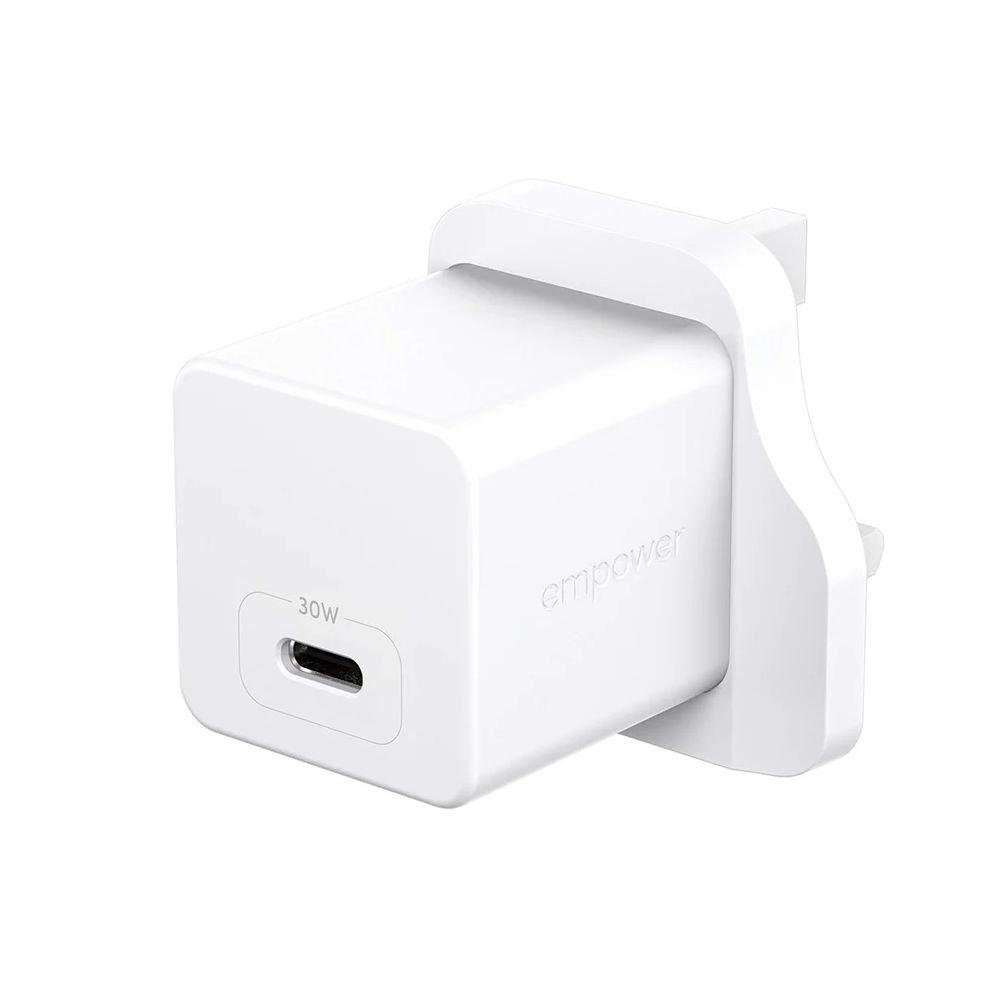 PanzerGlass Empower Tirbo USB-C Wall Charger, 30W, UK Plug, EM30663 - Silver White