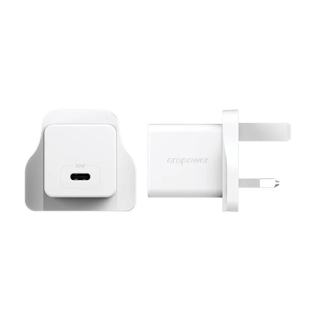 PanzerGlass Empower Tirbo USB-C Wall Charger, 30W, UK Plug, EM30663 - Silver White