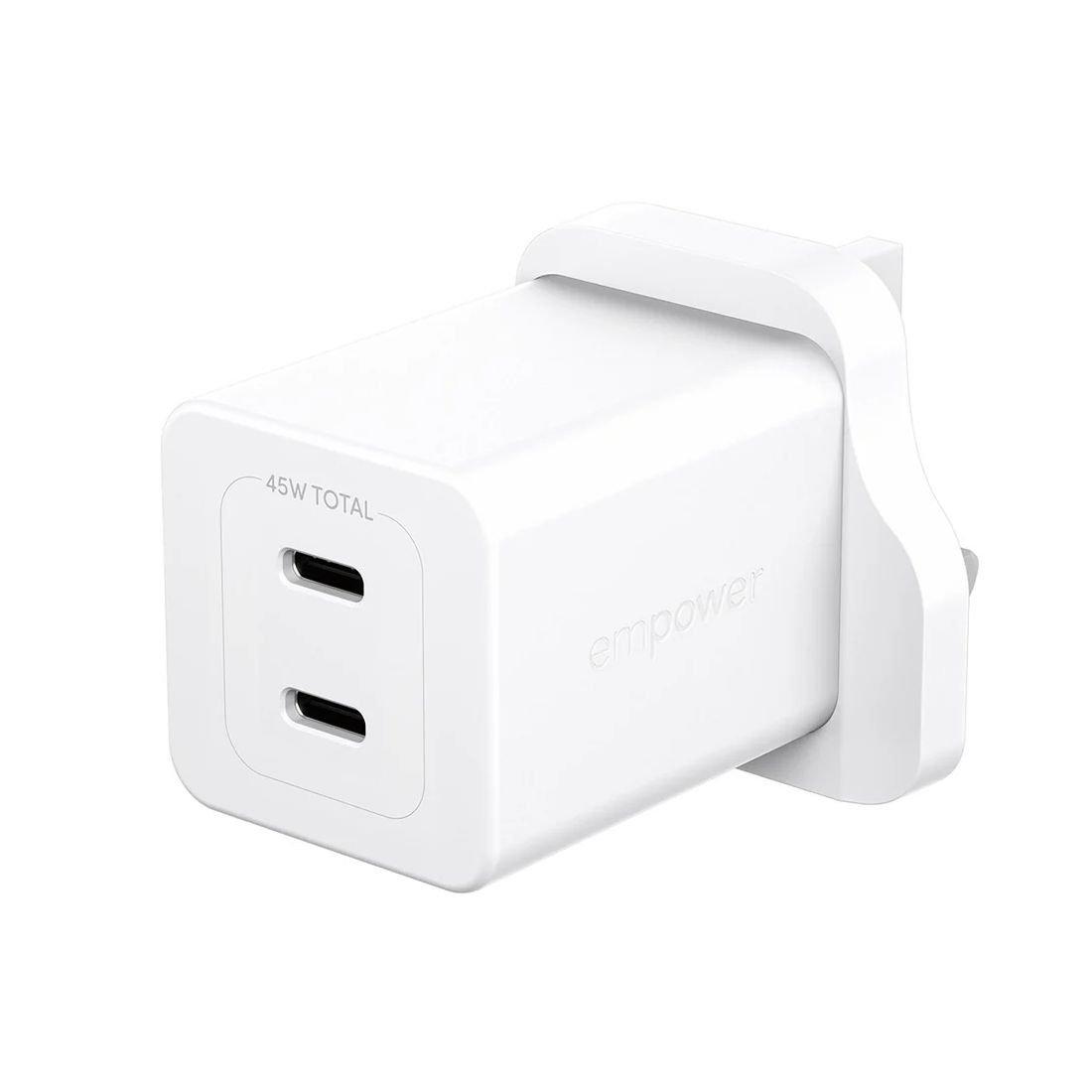 PanzerGlass Empower Tirbo 2 USB-C Wall Charger, 45W, UK Plug, EM96991 - Silver White