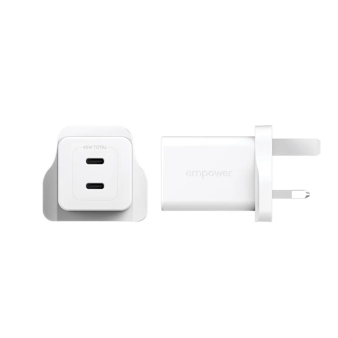 PanzerGlass Empower Tirbo 2 USB-C Wall Charger, 45W, UK Plug, EM96991 - Silver White