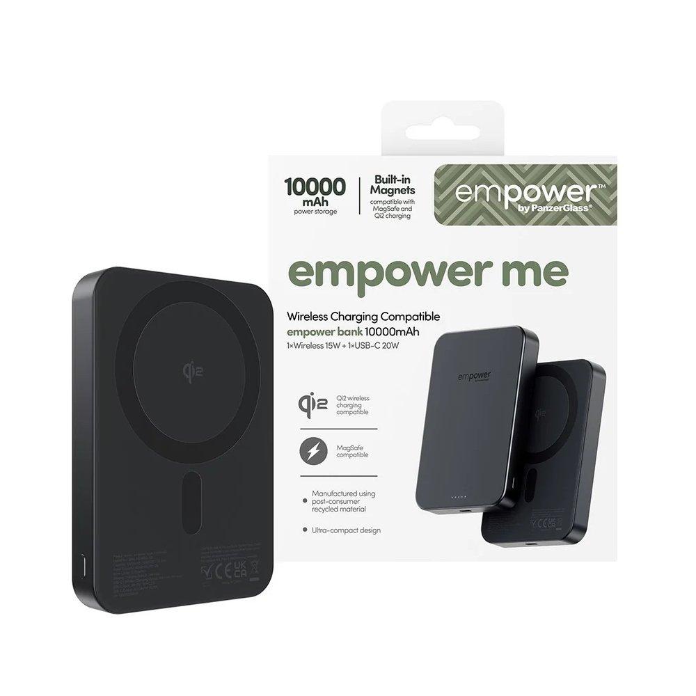 PanzerGlass Empower Qi2 Power Bank, 10000mAh, EM82609- Black
