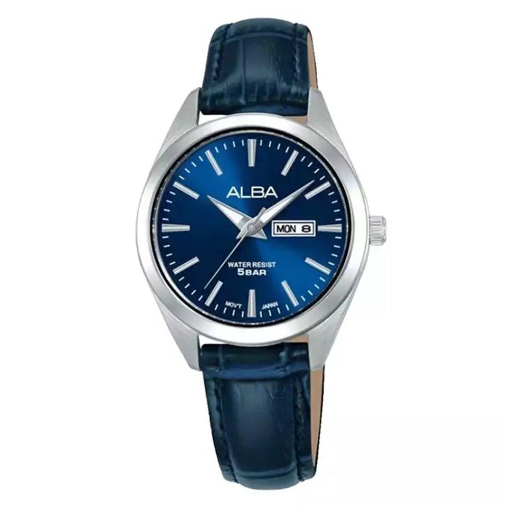 Alba Casual Women’s Watch, Analog, 30mm, Leather Strap – Blue