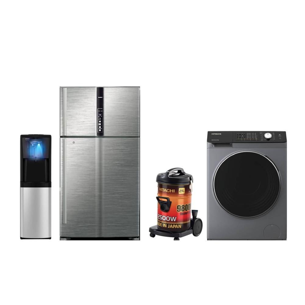Hitachi Top Freezer Refrigerator + Water Dispenser +Vacuum Cleaner+ Front Load Washer 10KG Bundle