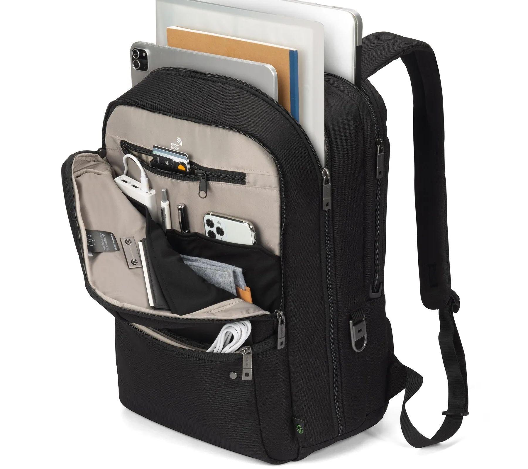 Dicota FIVE Laptop Backpack, 15-17.3 Inch, D32163-RPET - Black