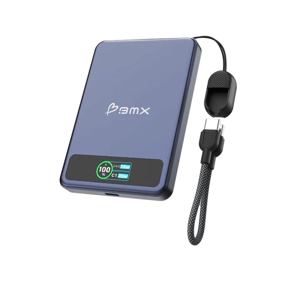 BMX SolidSafe 5K Solid-State Magnetic Power Bank, Qi2 wireless charging, BMX-B939-05-BU - Blue