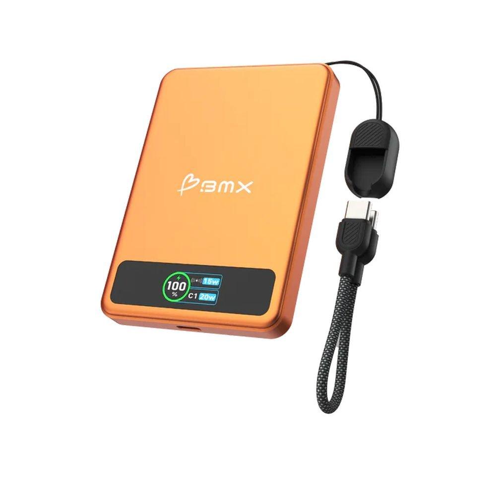 باور بانك مغناطيسي بي ام اكس سوليد سيف 5 كيه، شحن لاسلكي تشي 2،BMX-B939-05-OR – برتقالي