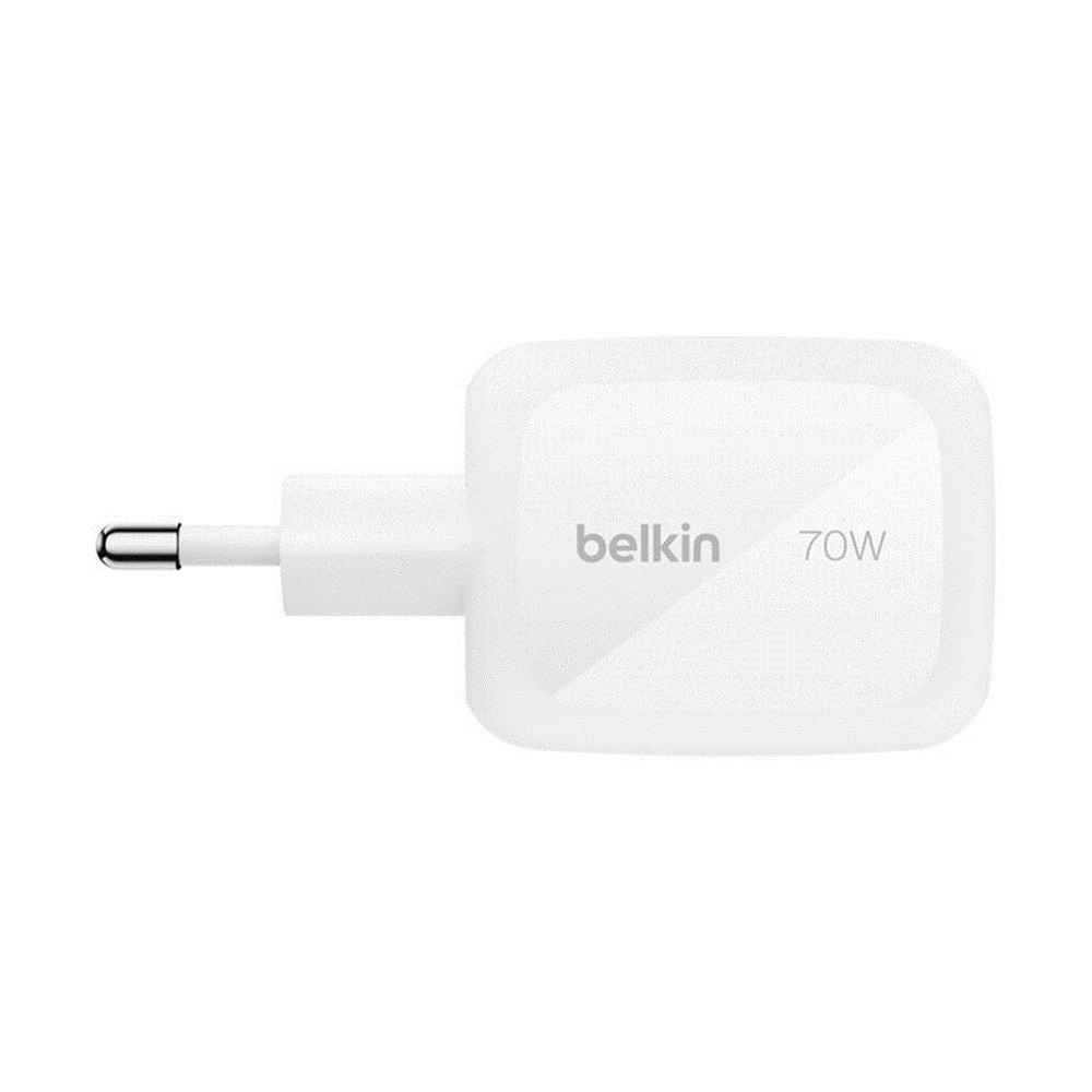 شاحن حائط بيلكين 70 واط ثلاثي المنافذ بتقنية GaN، WCH018HQWH – أبيض