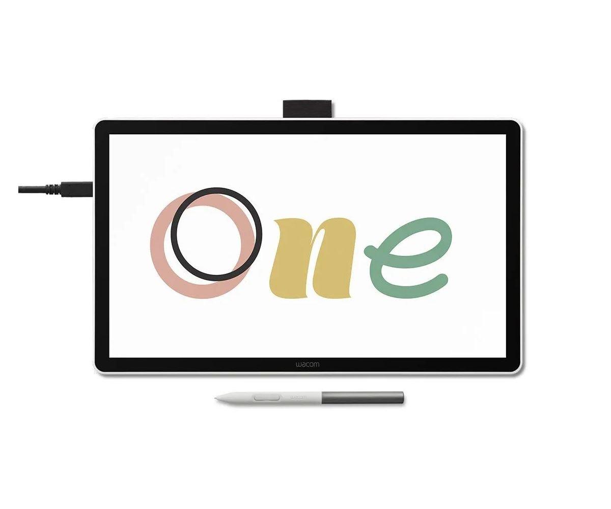 Wacom One 14 Drawing Tablet with Stylus, 14-inch Full HD pen display, DTC141W0 - White