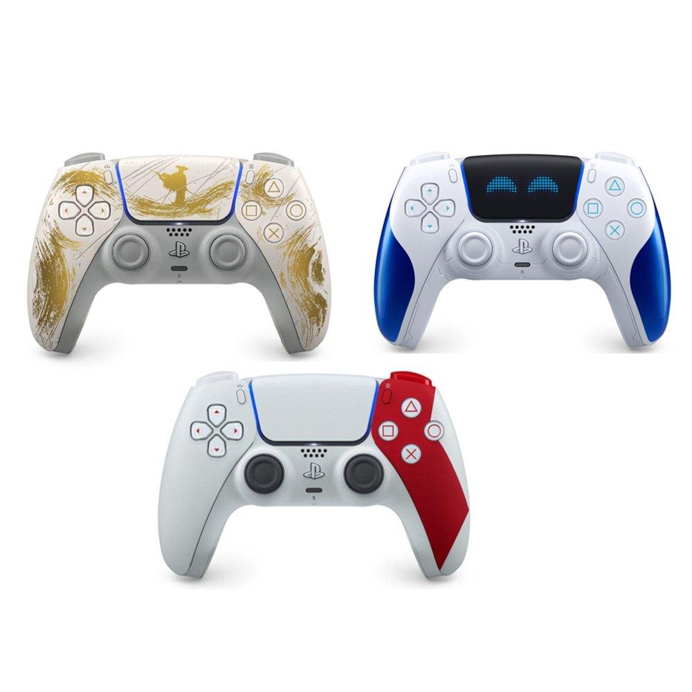 مجموعة سوني بلايستيشن 5 لإياد التحكم دوول سينس اللاسلكية من غوست اوف يوتي جولد + استرو بوت جويفل + استرو بوت جويفل