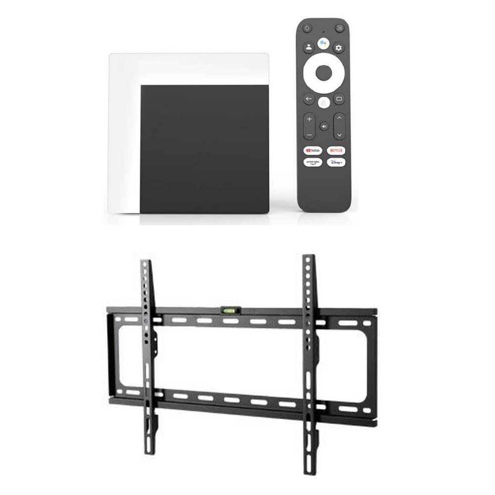 Wansa Fixed Wall Bracket for 32 to 65" TVs + EQ Plus 4K Android TV Box, Bundle.