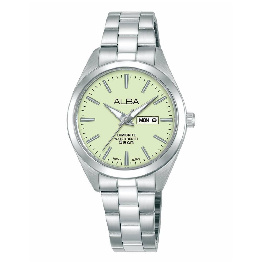 Alba Women's Watch 30mm Light Green Dial Stainless Steel Strap, SET AN8123X1 - Silver