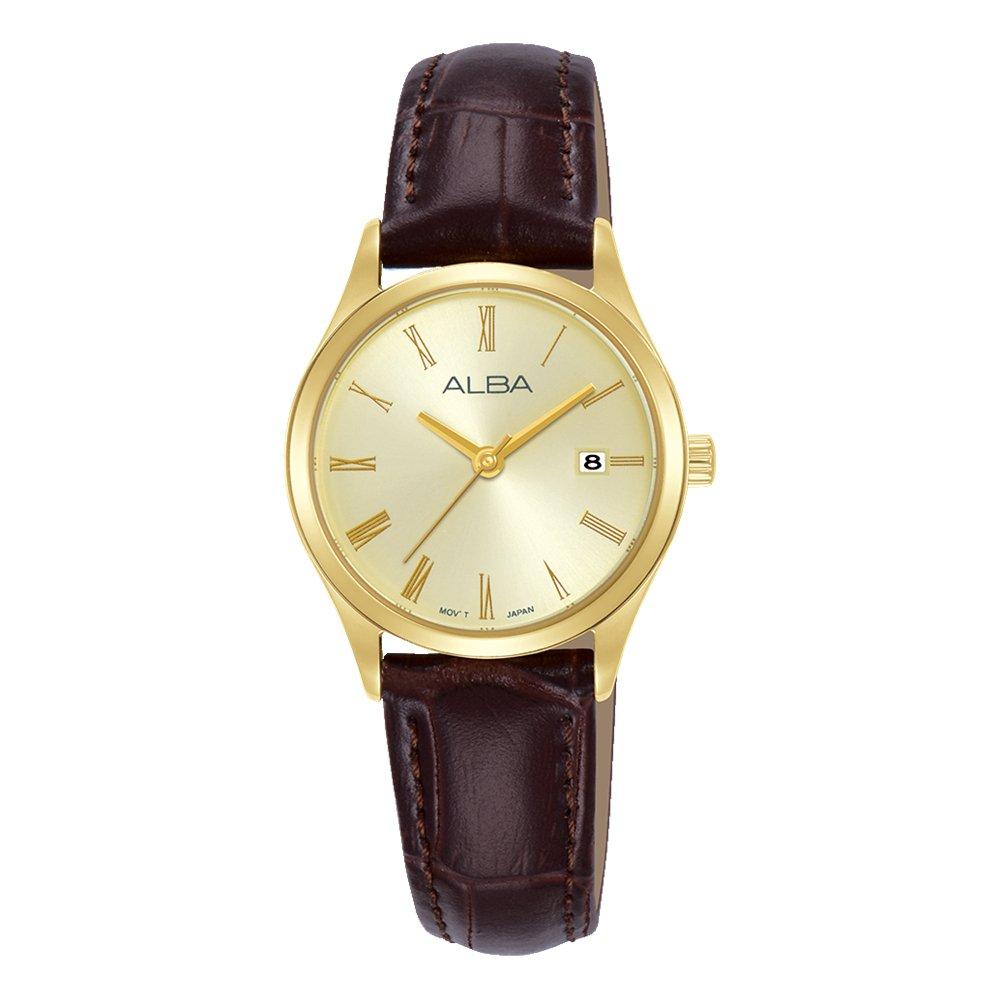 Alba Fashion Women’s Watch, Analog, 26.5mm, Leather Strap – Brown