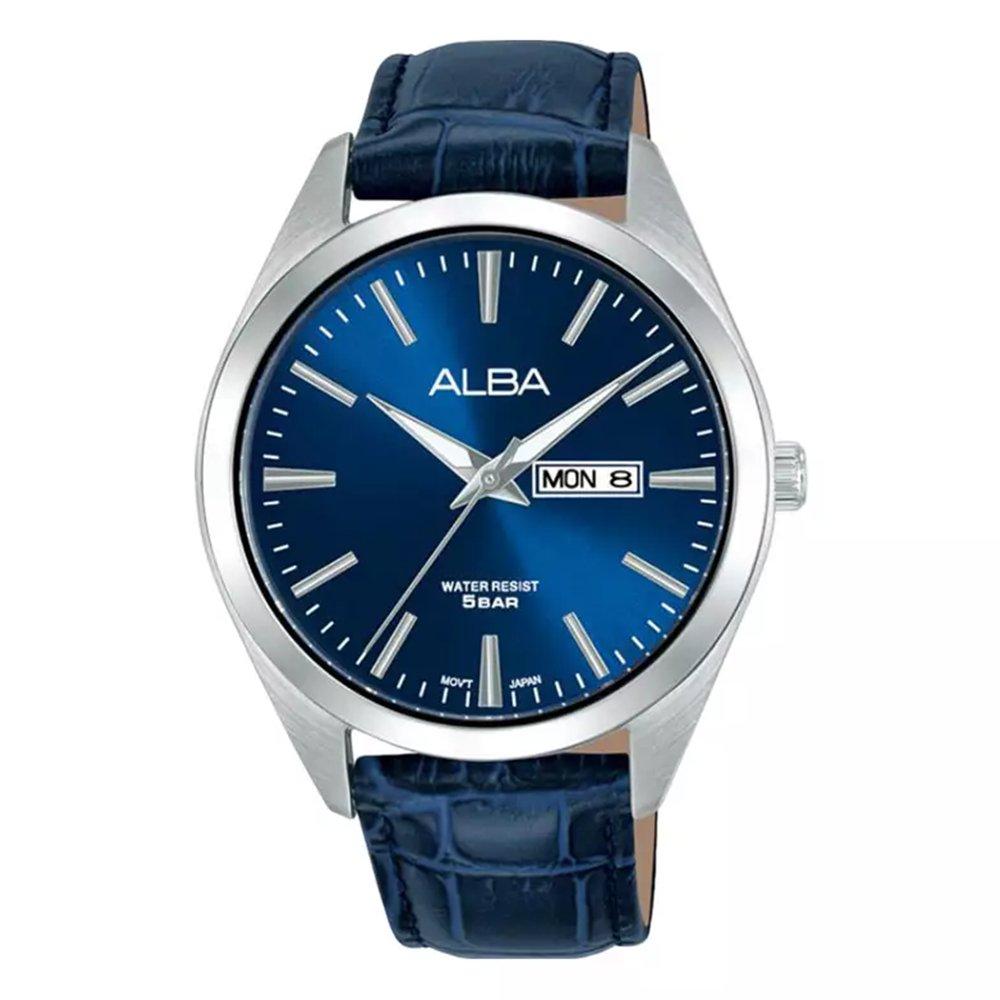 ساعة ألبا كاجوال للرجال، انالوج، 41 مم، سوار من الجلد - أزرق