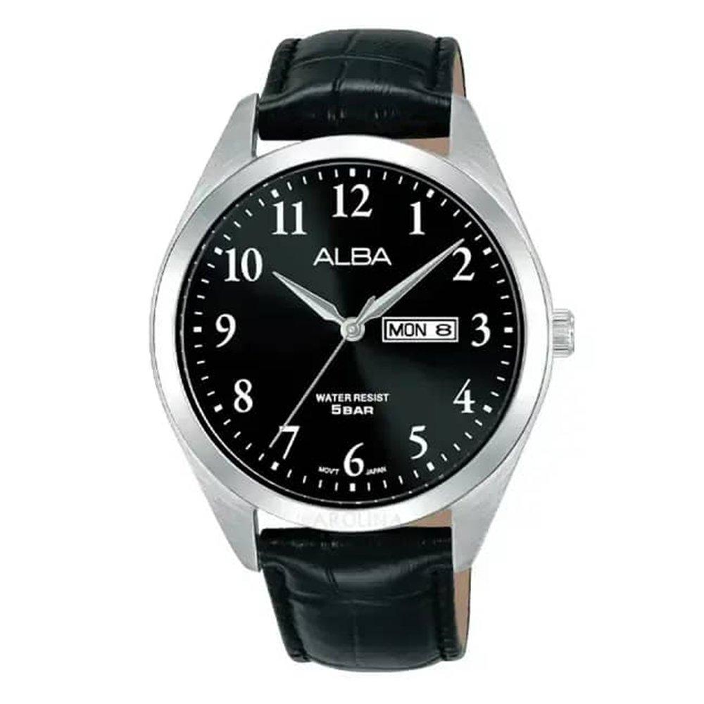Alba Casual Men’s Watch, Analog, 41mm, Leather Strap, SET AJ6217X1 - Black