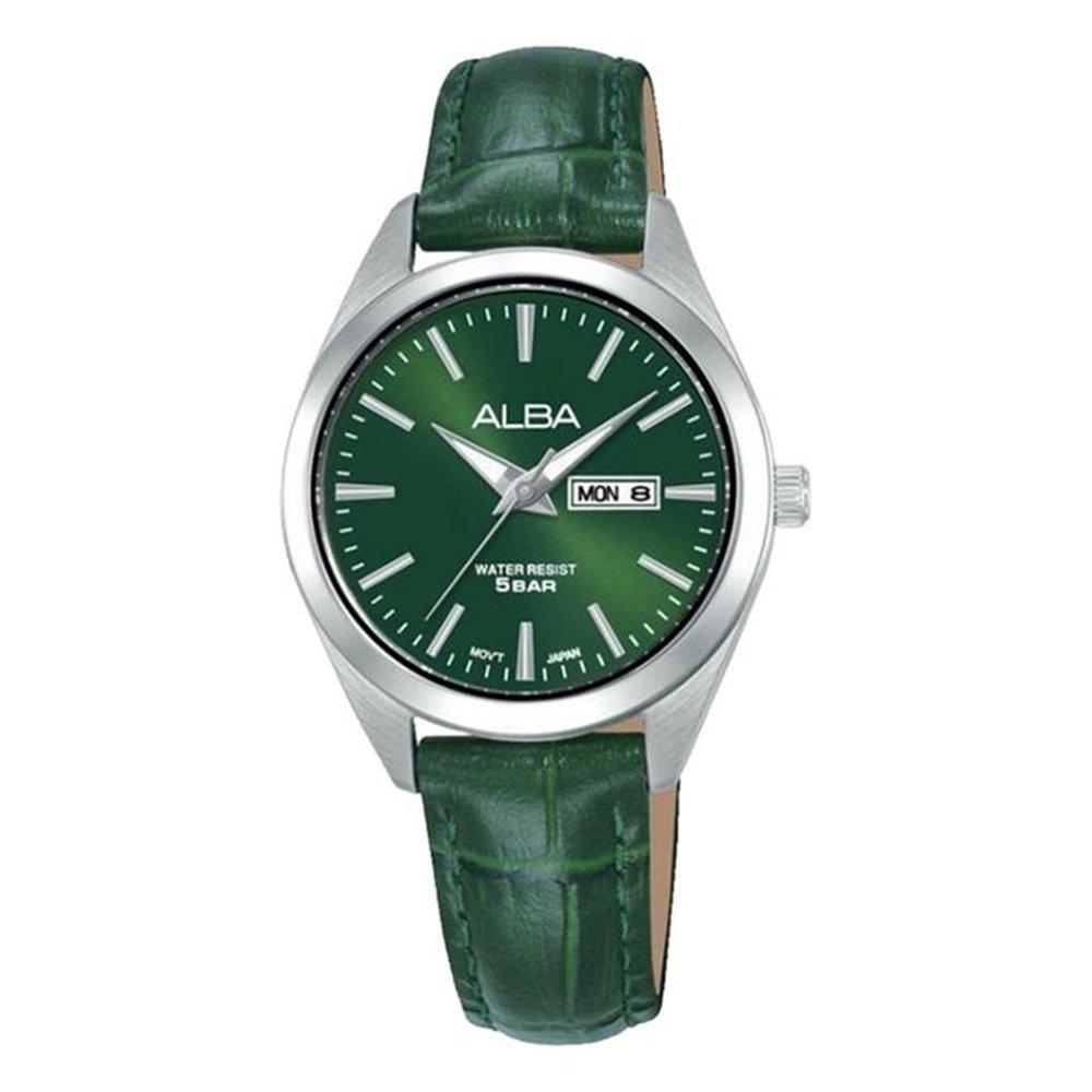 Alba Casual Women’s Watch, Analog, 30mm, Leather Strap, SET AN8125X1 - Green