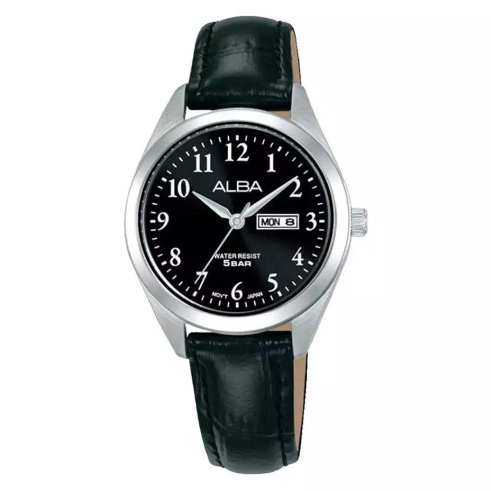 Alba Casual Women’s Watch, Analog, 30mm, Leather Strap, SET AN8129X1 - Black