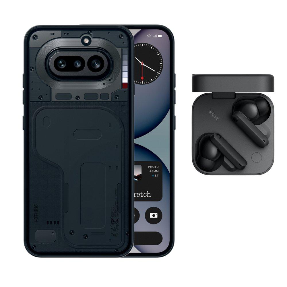 Nothing Phone 4a, Snapdragon 7s Gen 4, 12GB RAM, 256GB, 6.78-Inch AMOLED Display – Black + Nothing CMF Buds 2 Wireless Earbuds - Dark Grey