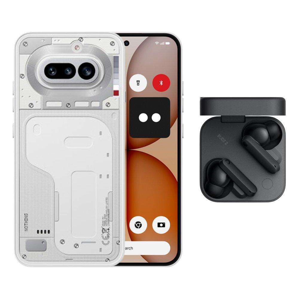 Nothing Phone 4a, Snapdragon 7s Gen 4, 12GB RAM, 256GB, 6.78-Inch AMOLED Display – White + Nothing CMF Buds 2 Wireless Earbuds - Dark Grey