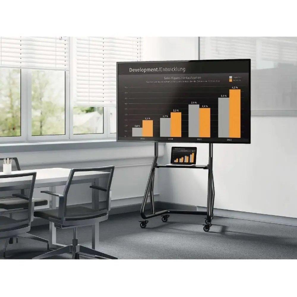Hama Trolley TV Stand with Castors, 50–100 Inch, Up to 80kg, Height Adjustable, VESA 1000×600, 00220875 – Black.