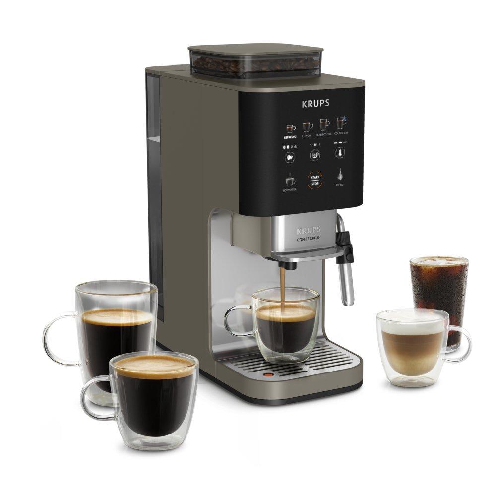 Krups Coffee Crush Full Auto Coffee Machine, 1350W, 1.8 L, 15 Bar Pressure, SA403BM0 - Grey