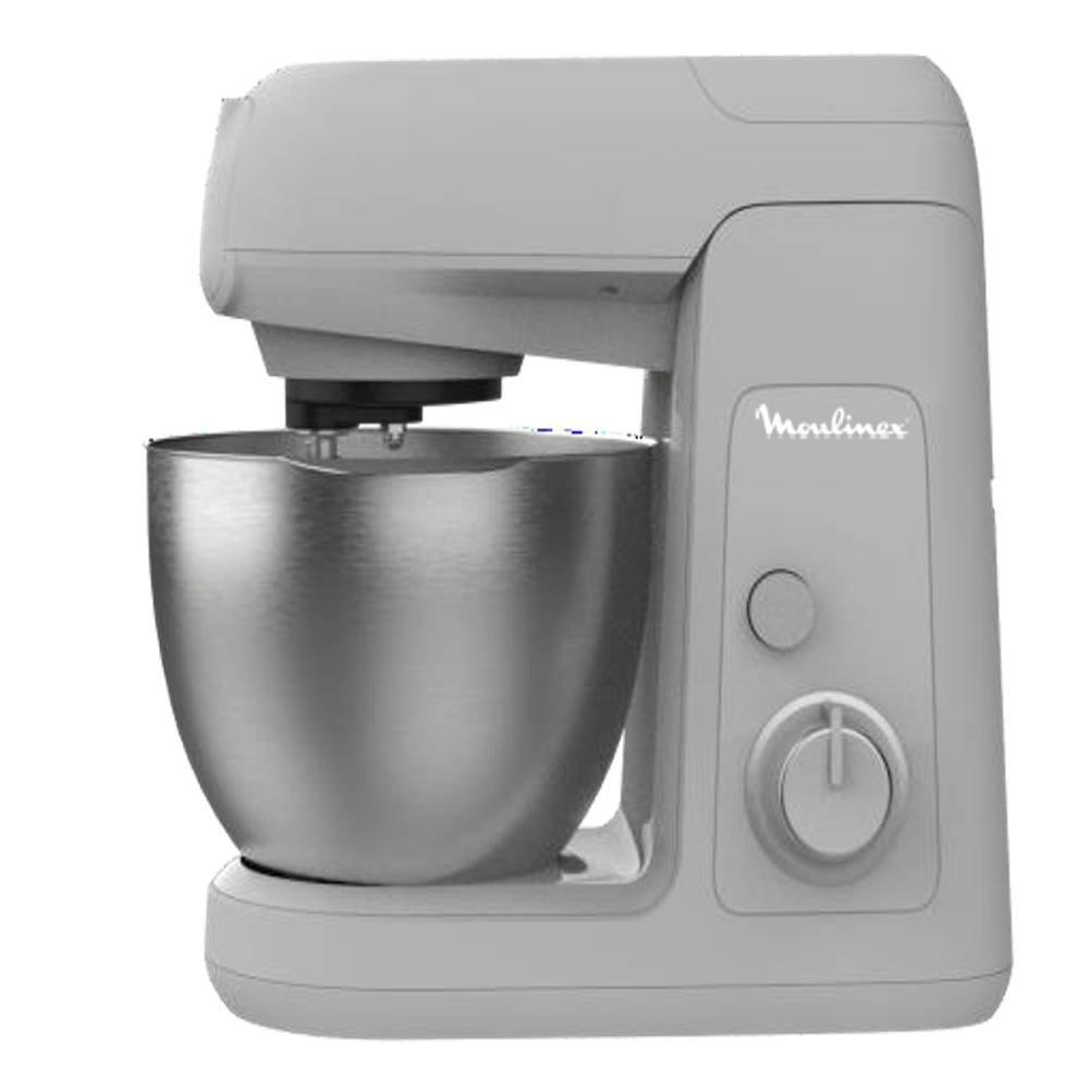 Moulinex Bake Partner Stand Mixer, Kitchen Machine, 1400W Motor Locked Power, 4.6Litre, QA521B27 - Silver