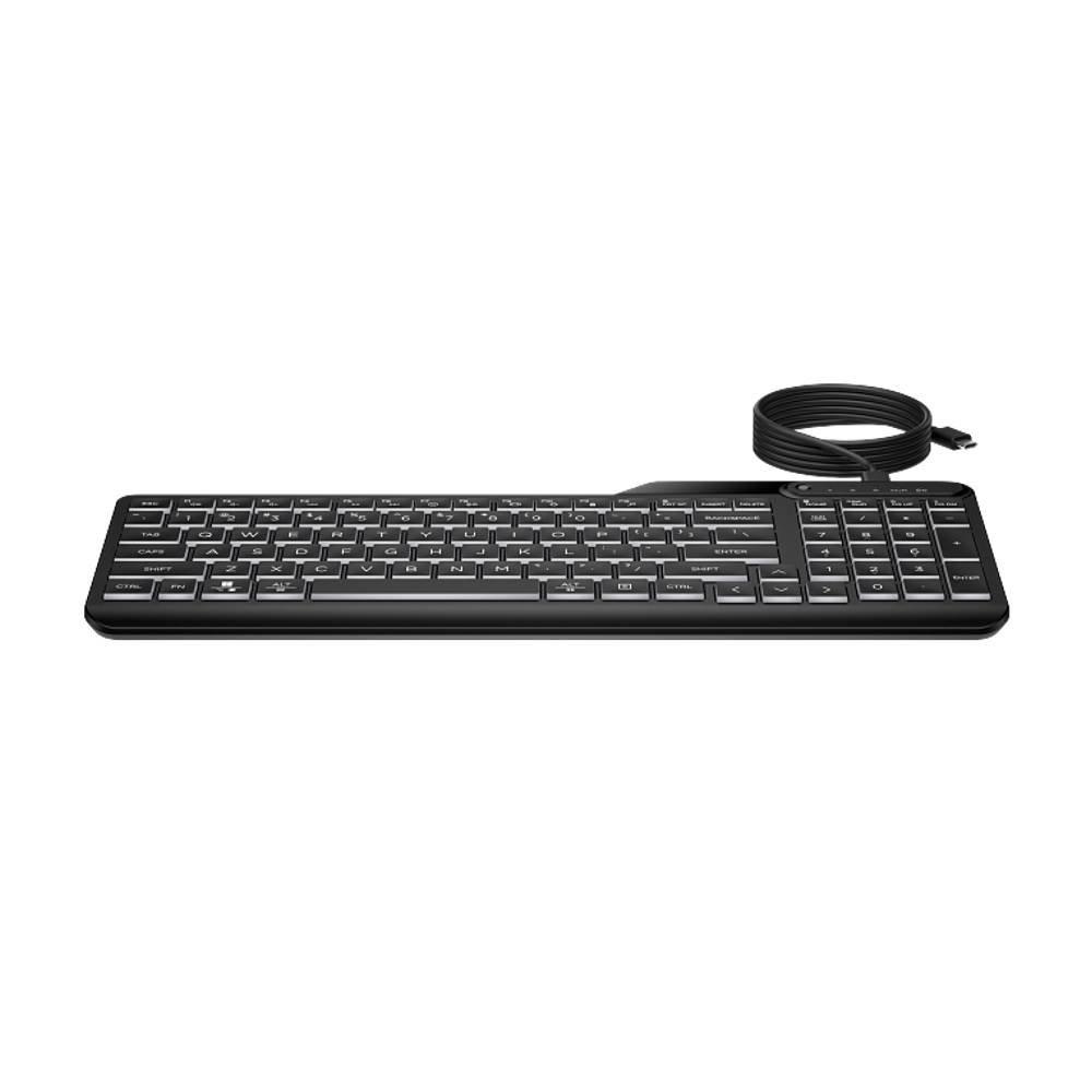 HP 400 Backlit Wired Keyboard, 7N7C0AA - Black