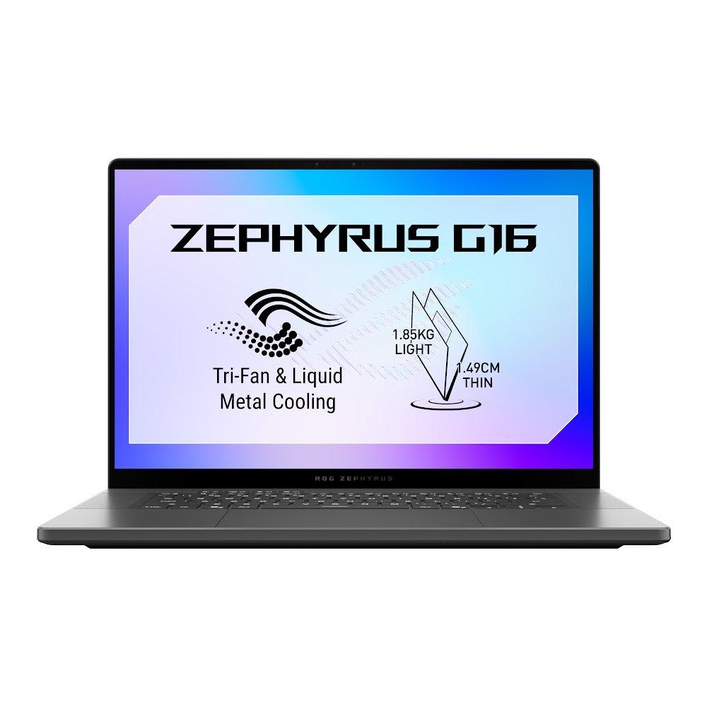 Asus Rog Zephyrus G16 Laptop, Intel Core Ultra 9, 64GB RAM, 2TB SSD, Nvidia GeForce RTX, 16-Inch Screen, Windows 11 Home, GU606AX-TB003W  - Grey