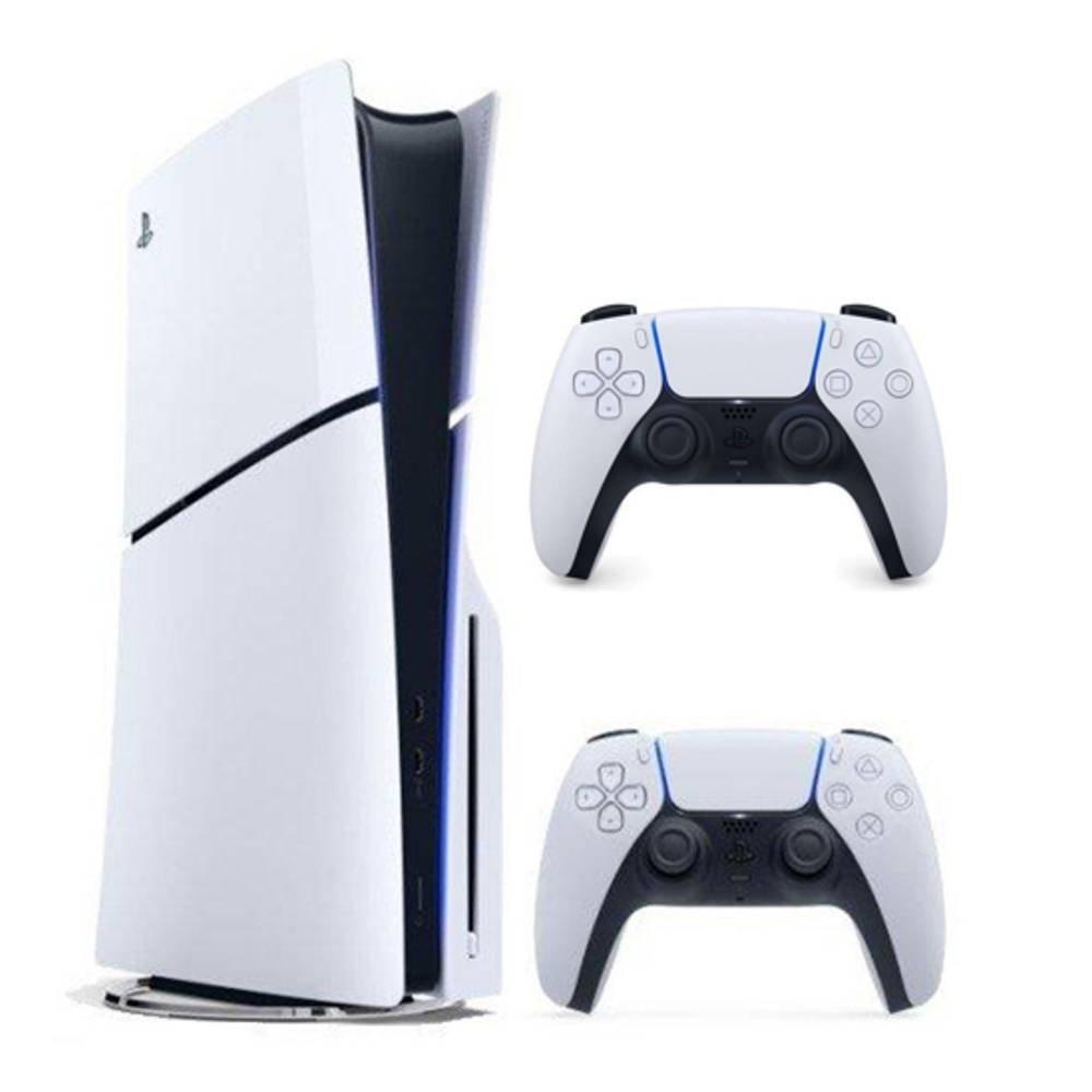 PlayStation 5 Slim – E Chassis Disc Console Standalone + Dual Sense Wireless Controller, CFI-ZCT2WX - White