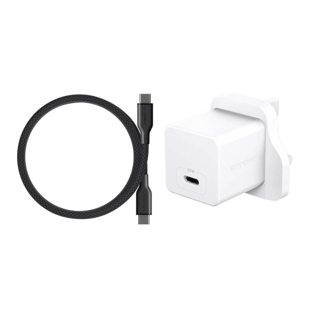 panzerglass Panzerglass Empower usb-c To usb-c Magnetic Charging Cable usbc 1.5 M PanzerGlass Empower USB-C to USB-C Magnetic Charging cable, 240W, 1.5M - Black + PanzerGlass Empower Tirbo USB-C Wall Charger, 30W, UK Plug - Silver White