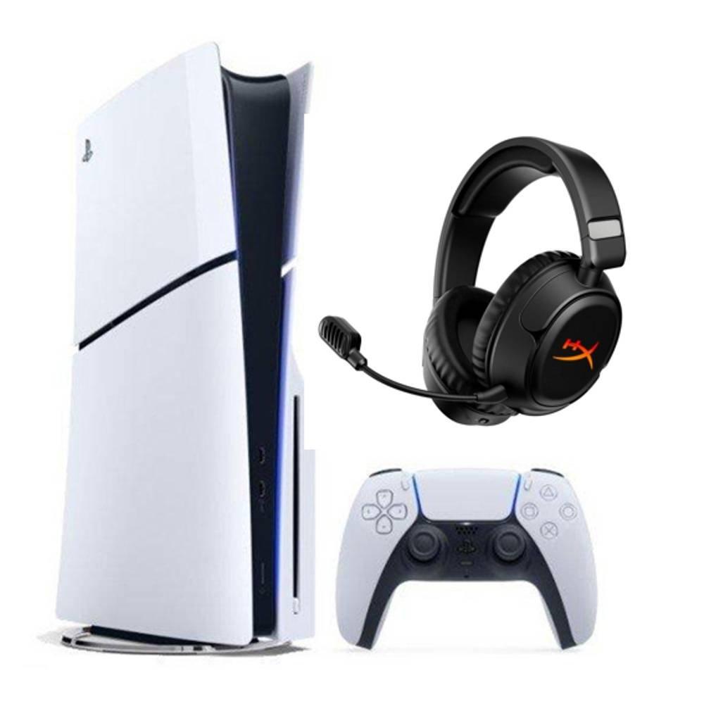 New Arrival PlayStation 5 Slim – E Chassis Disc Console Standalone + HyperX Cloud Flight 2 Wireless Gaming Headset, B5VC4AA - Black Split it your way