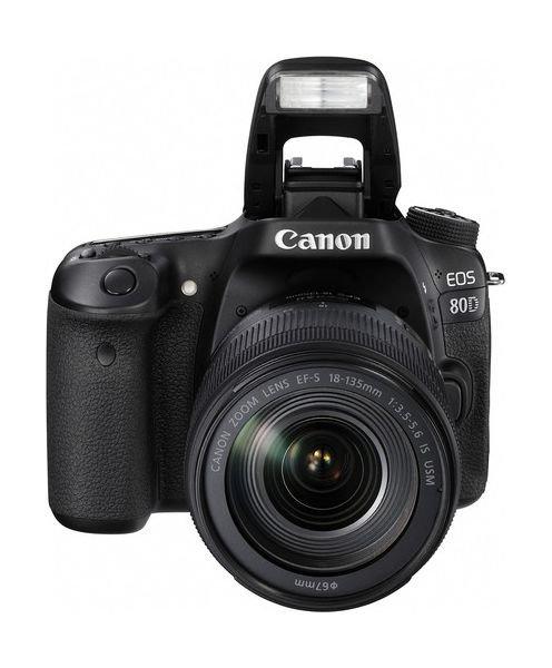 كاميرا كانون الرقمية إس إل آر بدقة ٢٤.٢ ميجا بكسل مع عدسة ١٨-١٣٥ ملم - واي فاي - أسود (EOS-80D)
