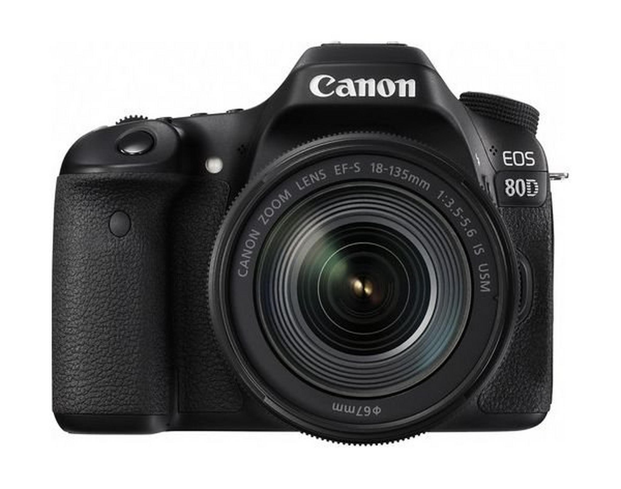 Canon EOS 80D 24.2MP WiFi DSLR Camera with 18-135mm Lens - Black