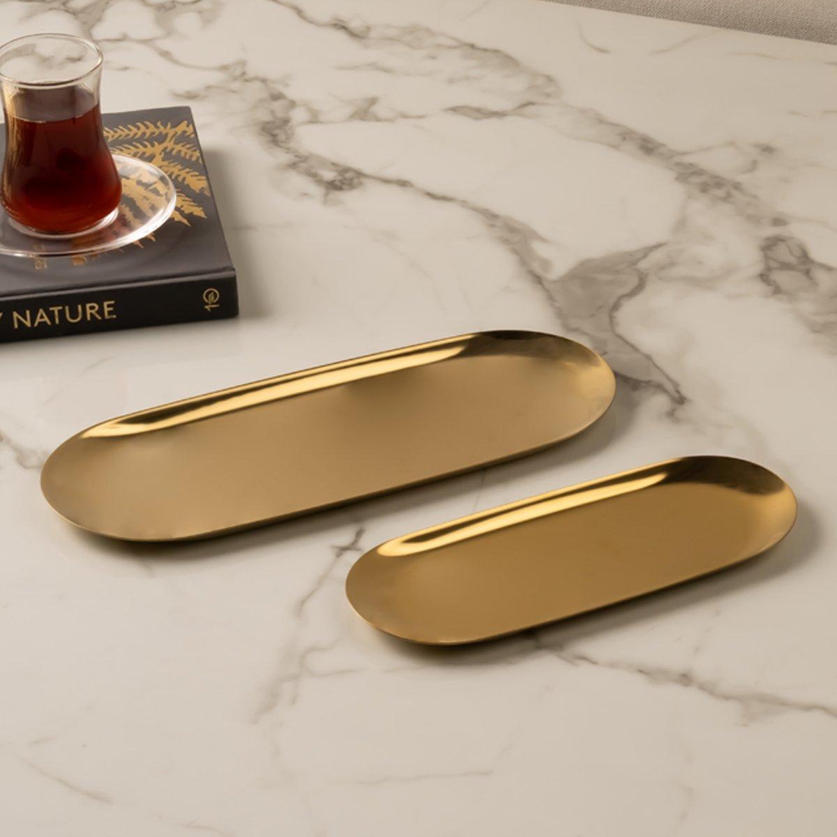 صينية معدنية لافوما ذهبية 18 سم