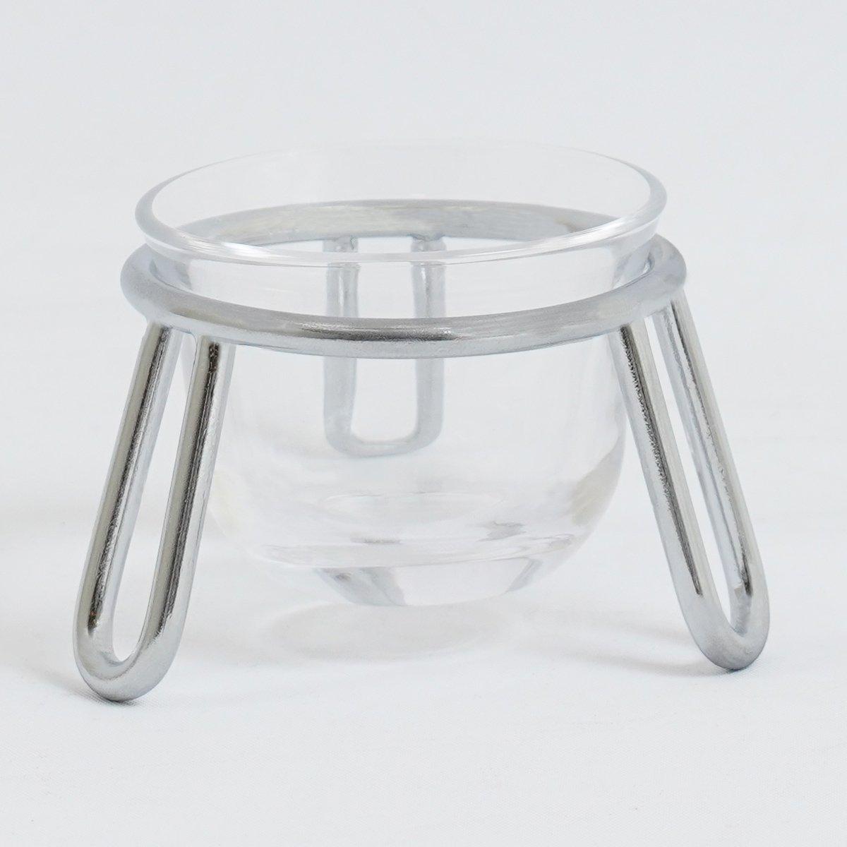 حامل فناجين قهوة أتيلا زجاجي فضي 5×4.5 سم