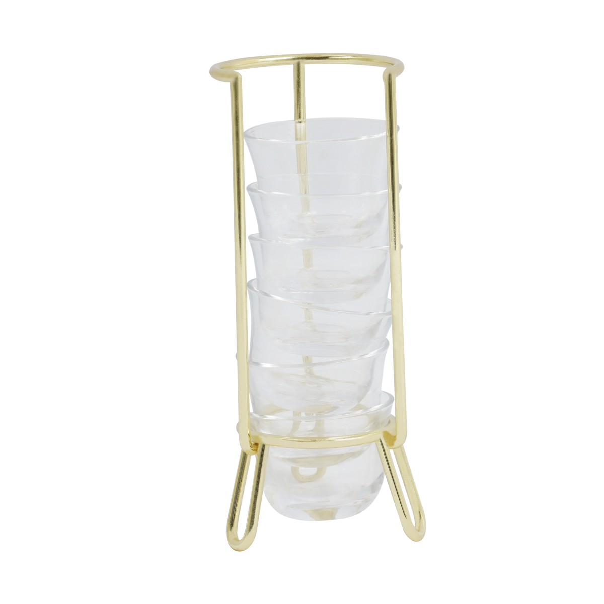 حامل فناجين قهوة أتيلا زجاجي ذهبي 5×17.5 سم