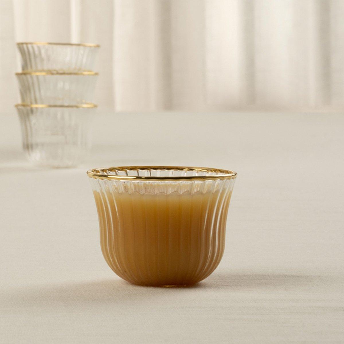 Buy Avery ribbed gahwa cup set 6pcs gold in Kuwait