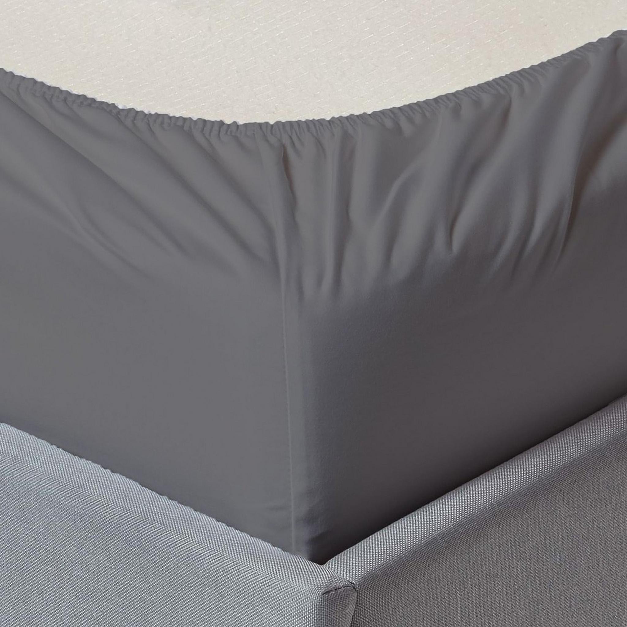 250 Thread Count Cotton Fitted Sheet Silver 200 x 200 Cm