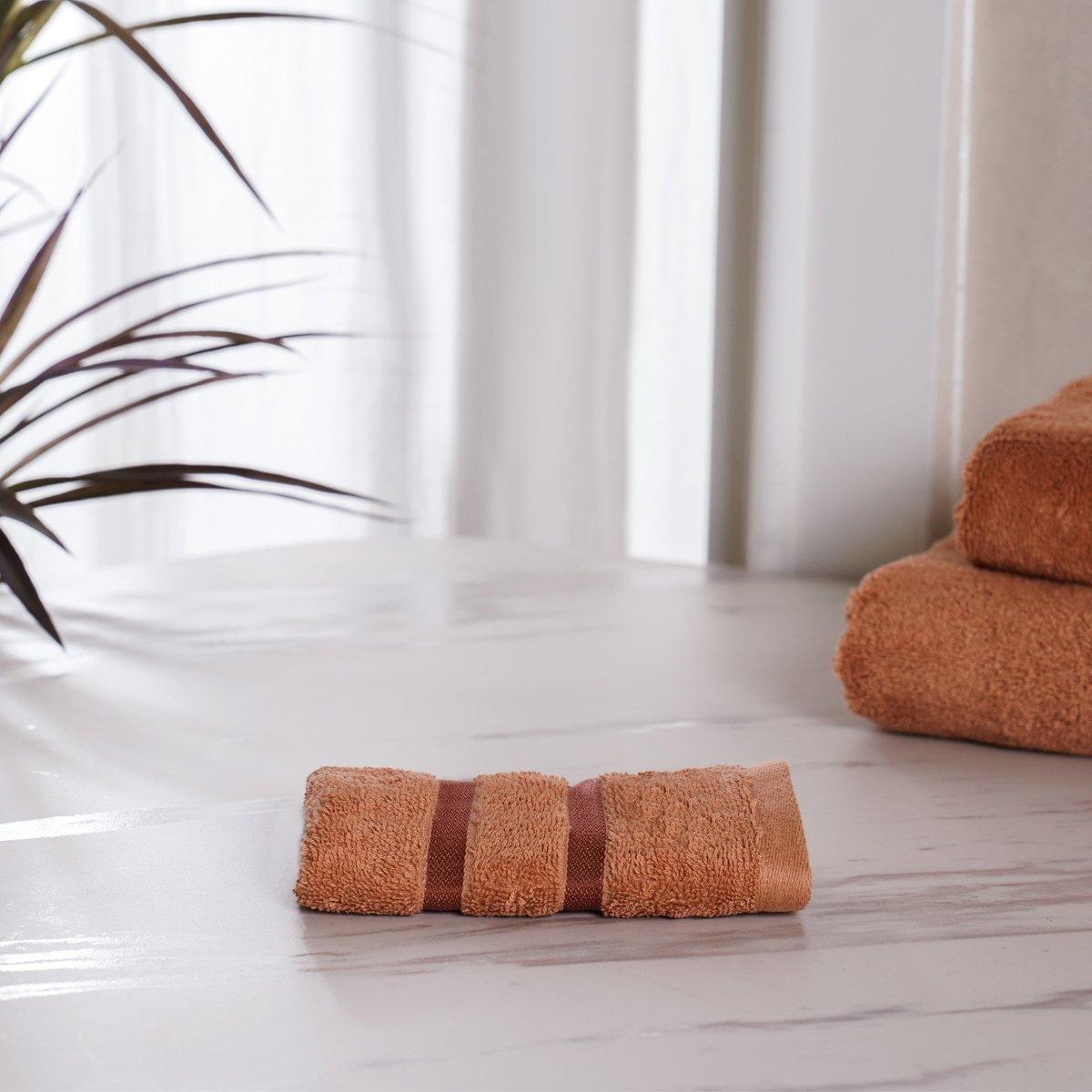 Buy Lifestyle plain face towel cinnamon 30x30 cm in Kuwait