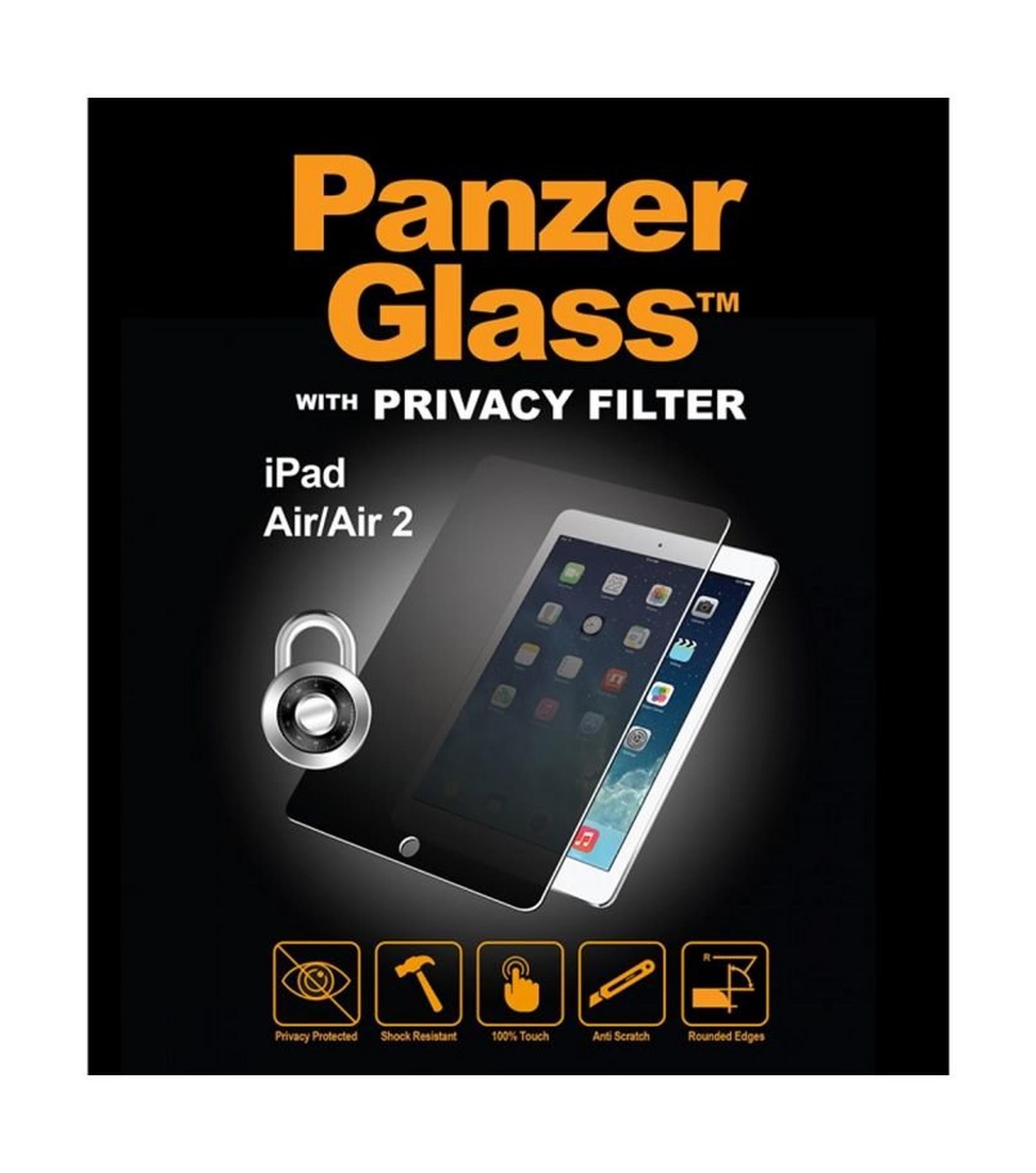 واقي الشاشة الزجاجي الأصلي مع فلتر الخصوصية لآيباد إير من بانزر - شفاف (1061)