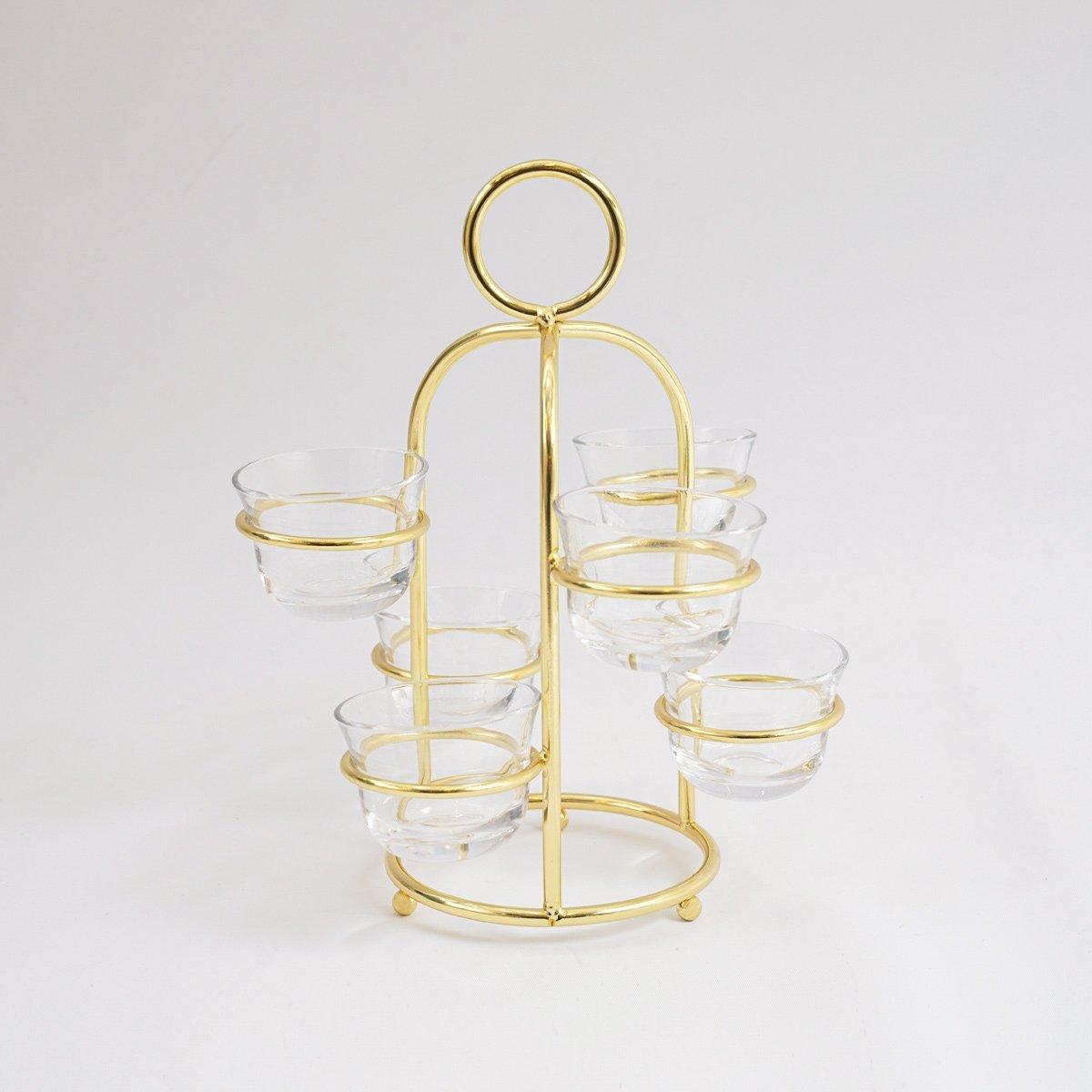 طقم فناجين قهوة ريفولف مع حامل 6 قطع ذهبي