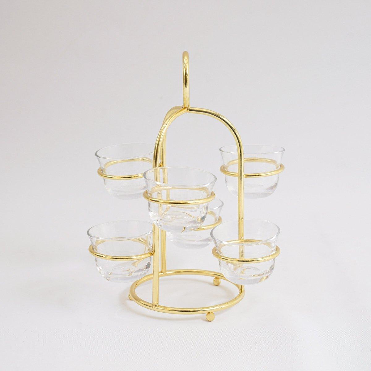 طقم فناجين قهوة ريفولف مع حامل 6 قطع ذهبي