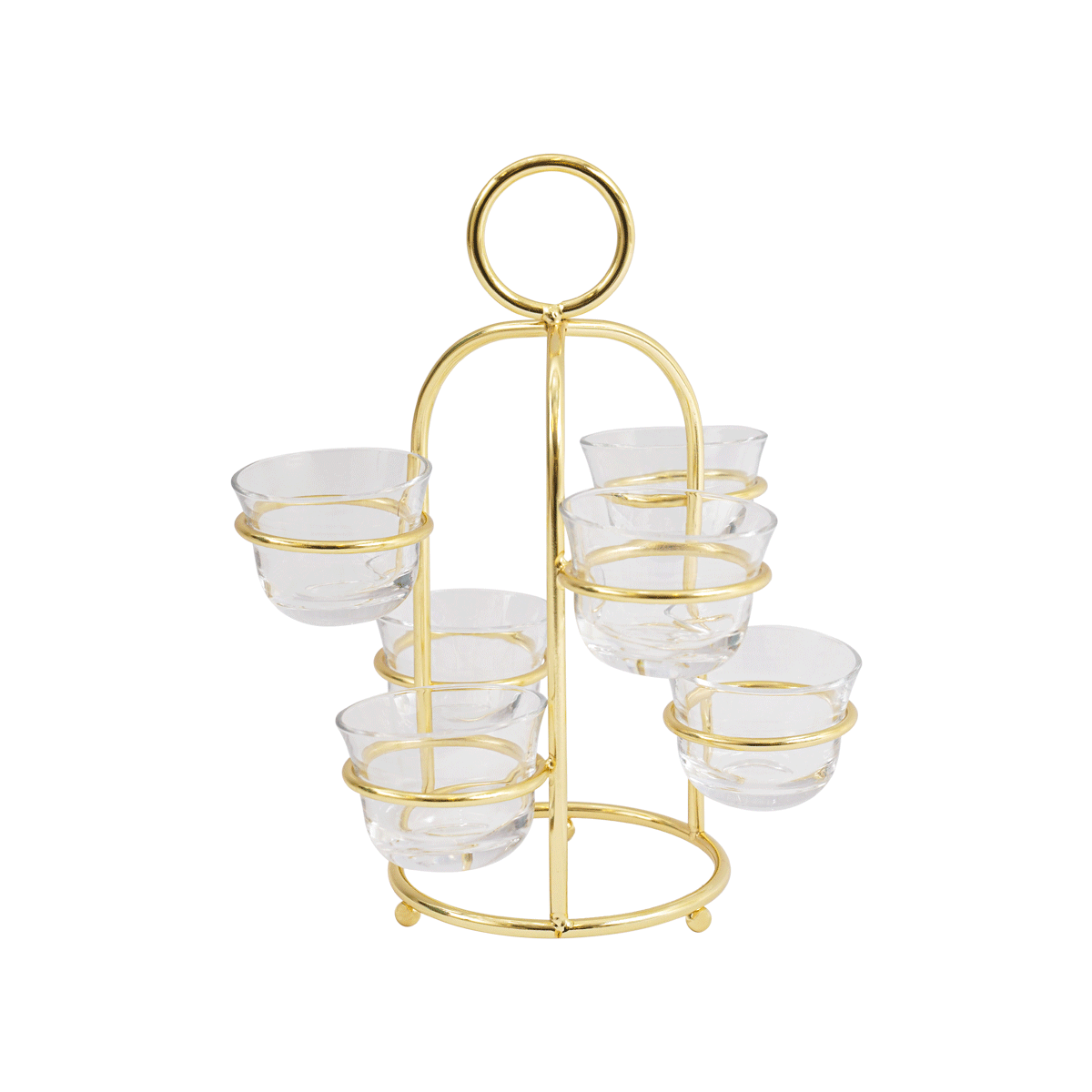 طقم فناجين قهوة ريفولف مع حامل 6 قطع ذهبي