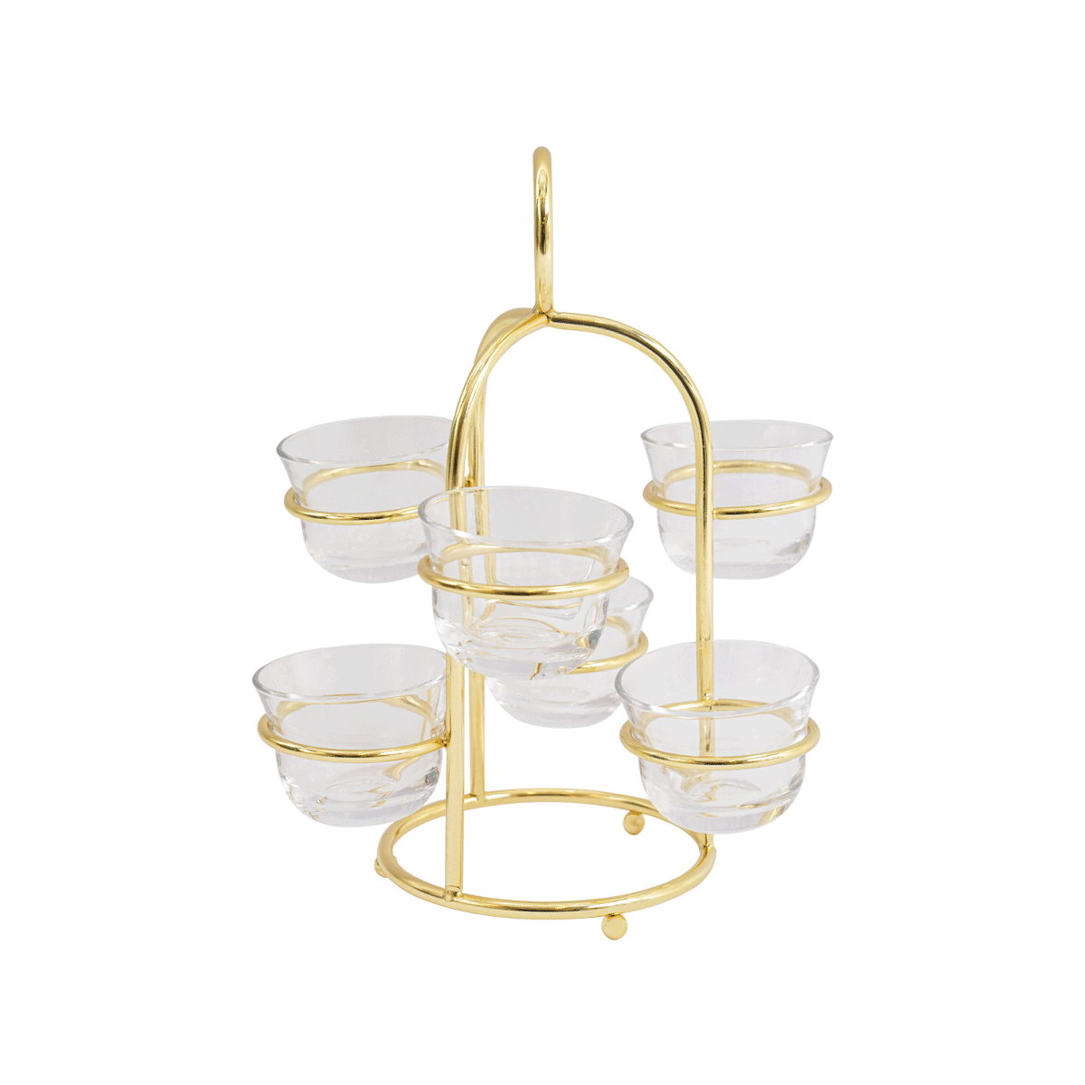 طقم فناجين قهوة ريفولف مع حامل 6 قطع ذهبي