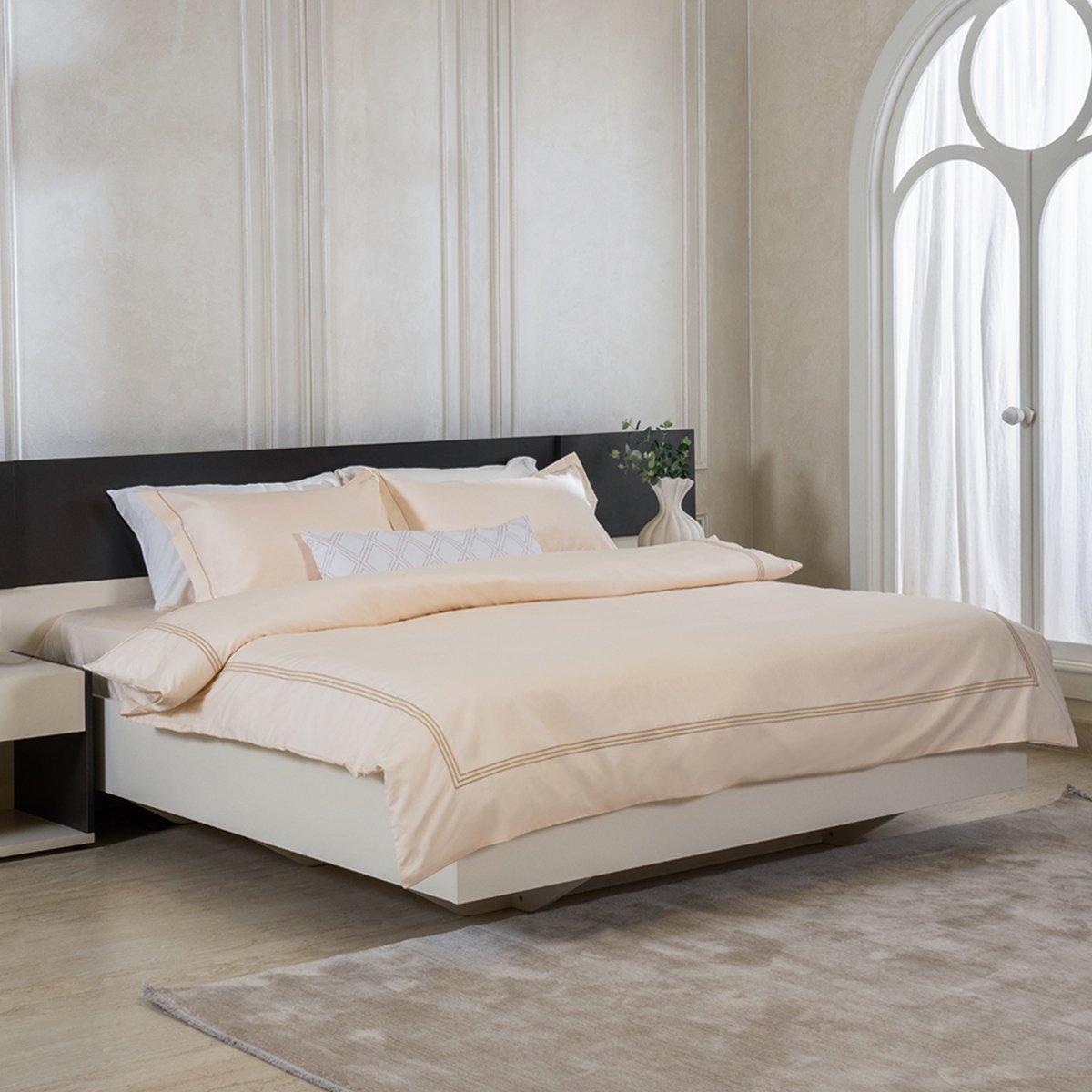 Buy Spencer 600 thread count embroidered duvet cover champagne 240x260 cm in Kuwait