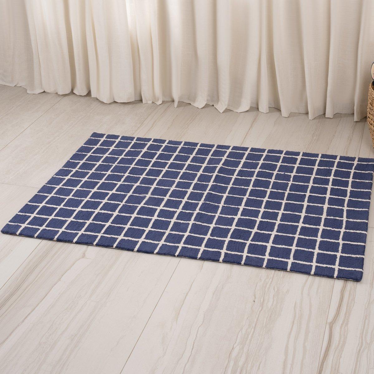 Buy Grid rug navy 100x150 cm in Kuwait